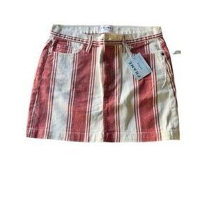 Frame Denim Striped Mini Skirt Size 28 Red & White Summer Spring Jean Casual NWT